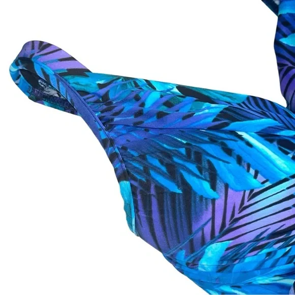 Miraclesuit Royal Palms Revele One Piece Swimsuit Blue Size 14 Slimming Tummy - Picture 7 of 12